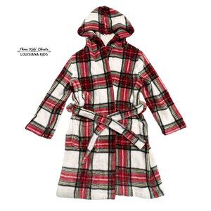Pottery Barn Kids 4-6Y Fuzzy Christmas Plaid Robe